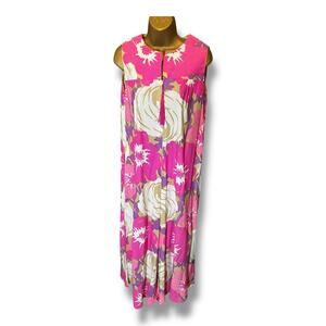 Vintage 1960s Floral Acetate Jumpsuit Size 14 Mod Tassel Zip Maxi